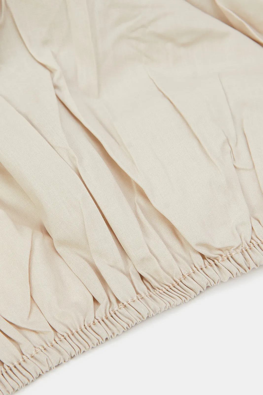 Beige Cotton Fitted Sheet (Double Size)