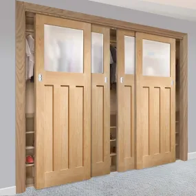 Bespoke DX Oak 1930's Glazed 4 Door Maximal Wardrobe and Frame Kit