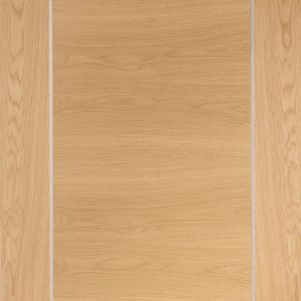 Bespoke Forli Oak Flush Double Pocket Door - Aluminium Inlay - Prefinished