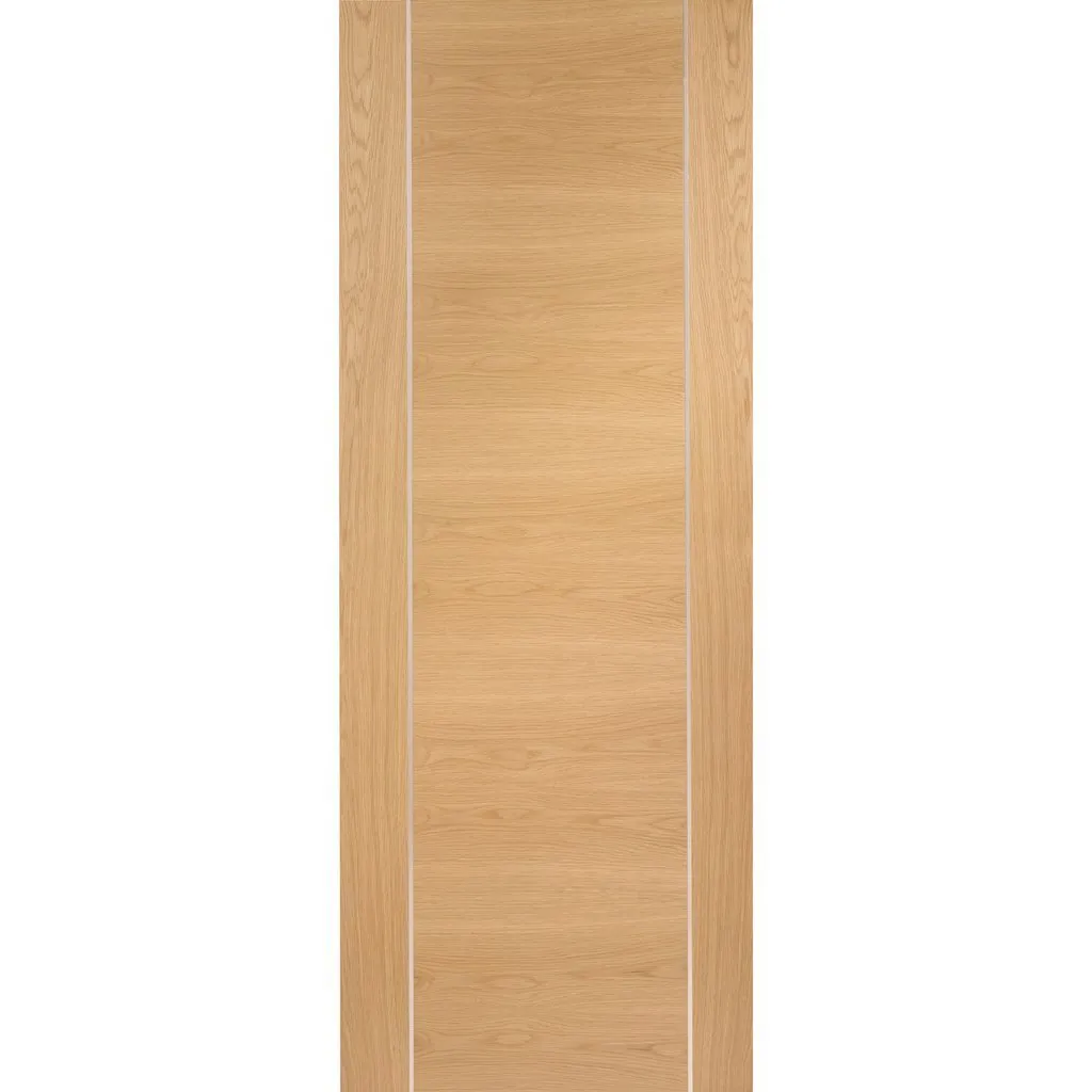 Bespoke Forli Oak Flush Double Pocket Door - Aluminium Inlay - Prefinished