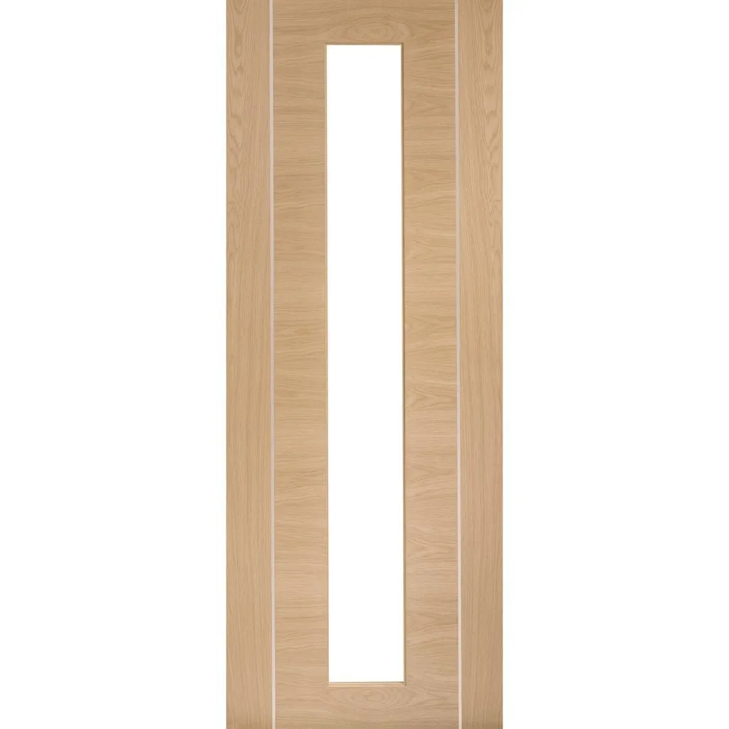 Bespoke Forli Oak Glazed Single Pocket Door - Aluminium Inlay - Prefinished