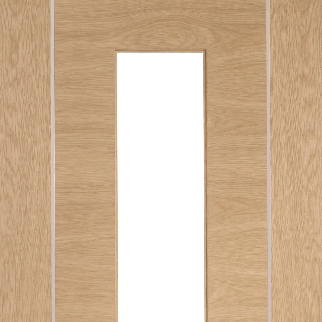 Bespoke Forli Oak Glazed Single Pocket Door - Aluminium Inlay - Prefinished