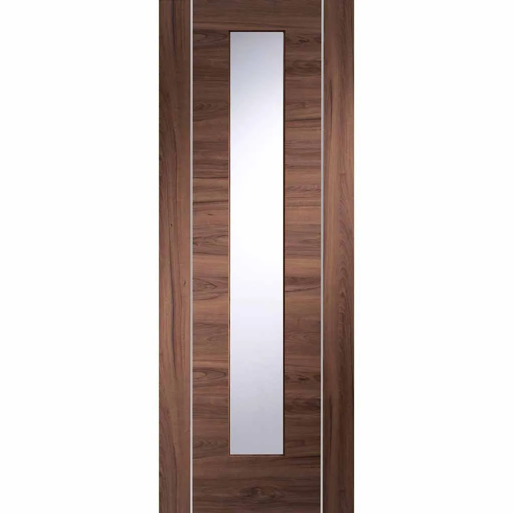 Bespoke Forli Walnut Glazed 2 Door Maximal Wardrobe and Frame Kit - Aluminium Inlay - Prefinished