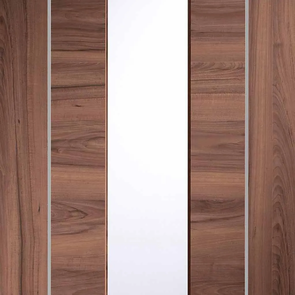 Bespoke Forli Walnut Glazed 2 Door Maximal Wardrobe and Frame Kit - Aluminium Inlay - Prefinished