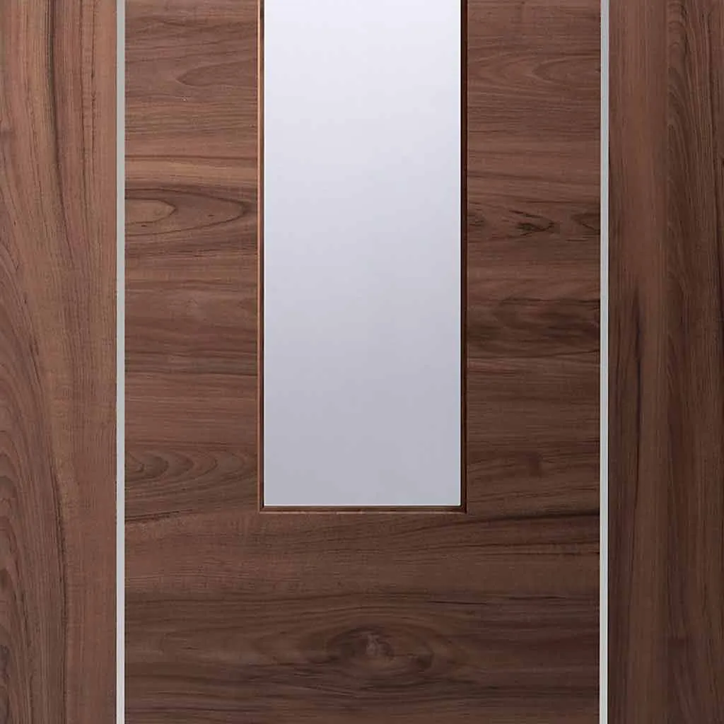 Bespoke Forli Walnut Glazed 2 Door Maximal Wardrobe and Frame Kit - Aluminium Inlay - Prefinished