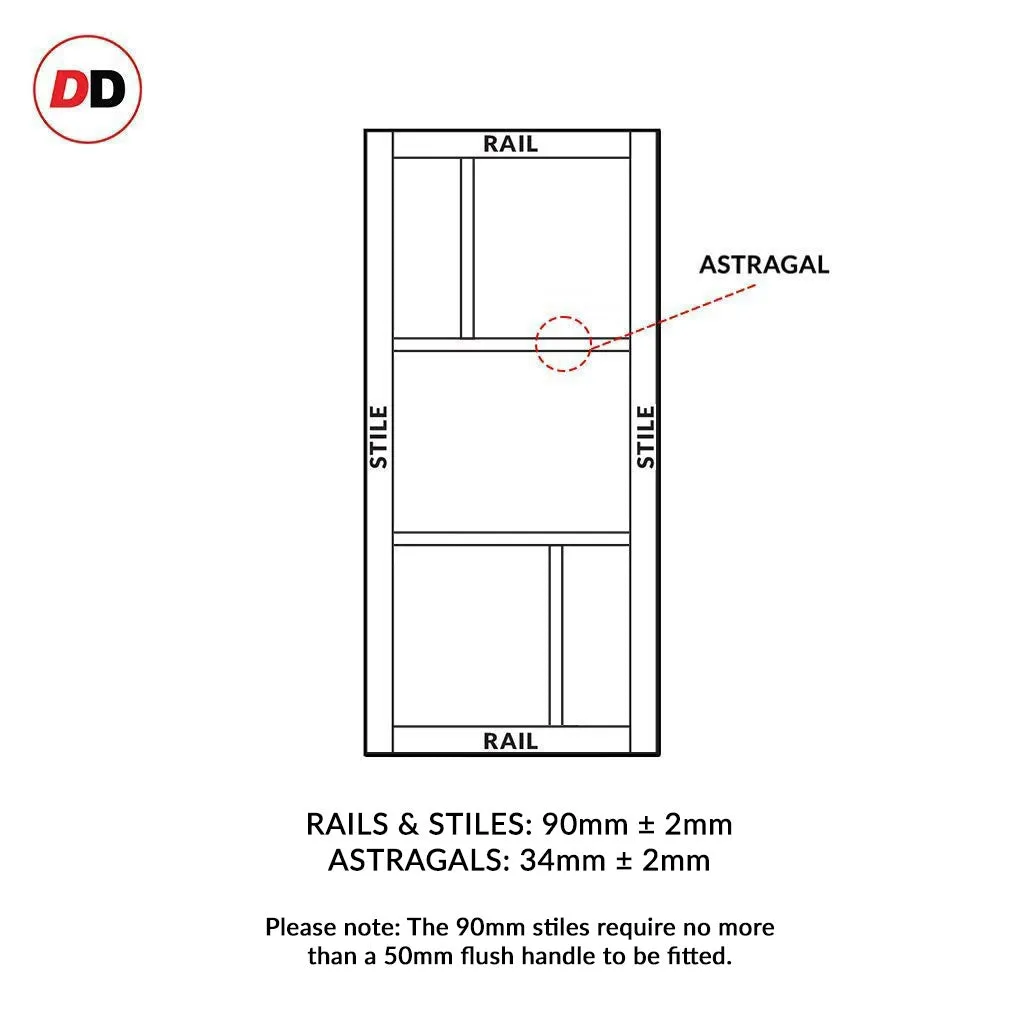 Bespoke Handmade Eco-Urban® Arran 5 Panel Double Absolute Evokit Pocket Door DD6432 - Colour Options