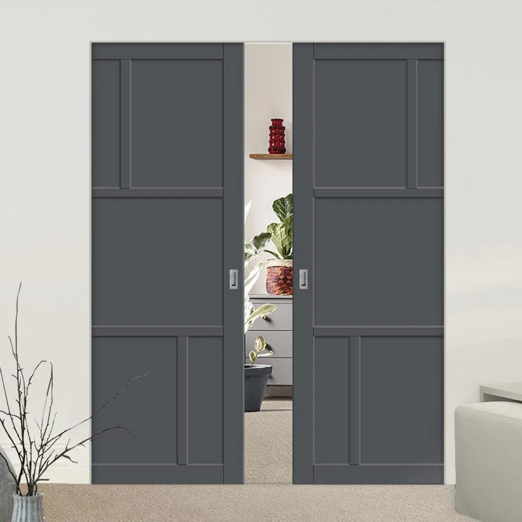 Bespoke Handmade Eco-Urban® Arran 5 Panel Double Absolute Evokit Pocket Door DD6432 - Colour Options