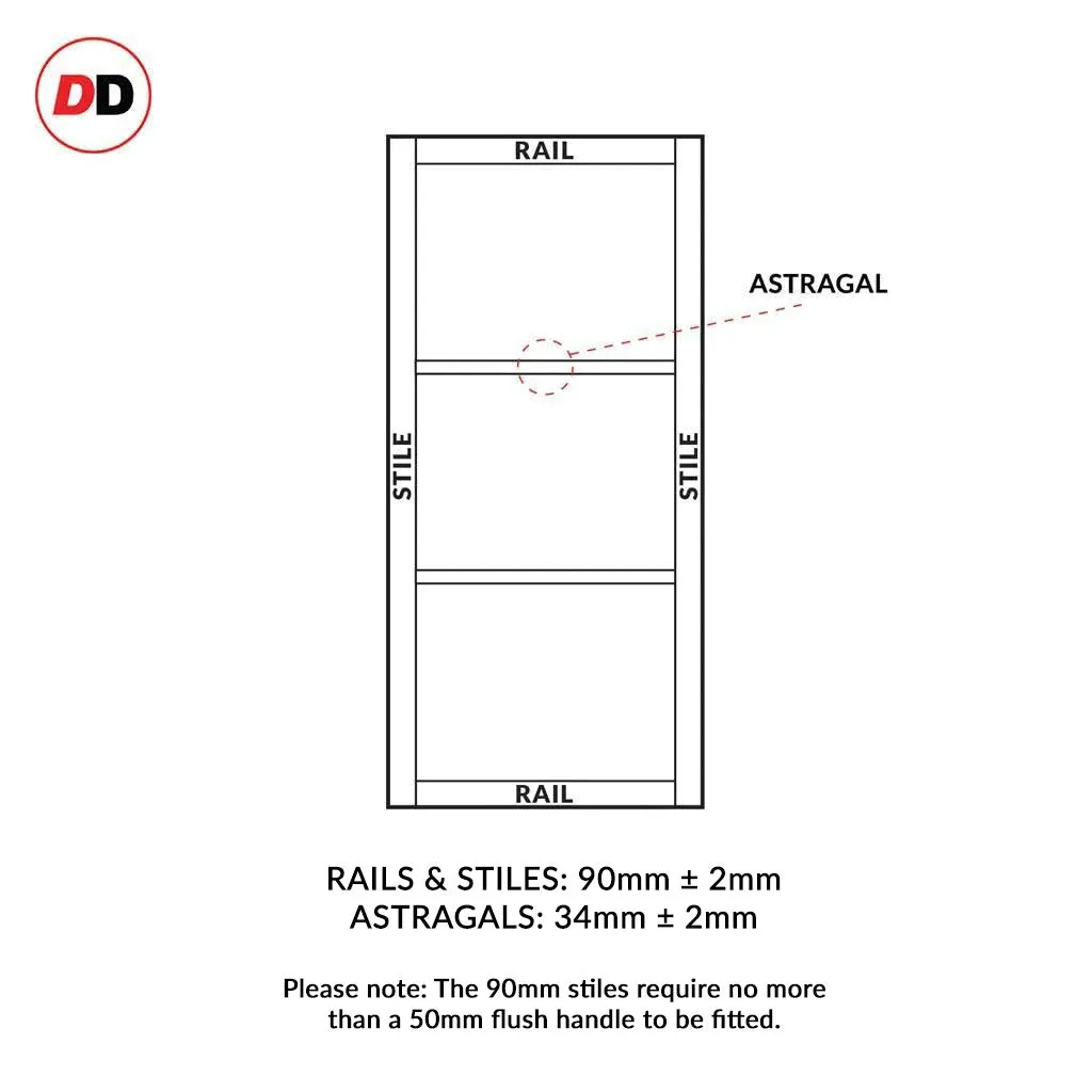 Bespoke Handmade Eco-Urban® Berkley 2 Pane 1 Panel Double Evokit Pocket Door DD6309G - Clear Glass - Colour Options