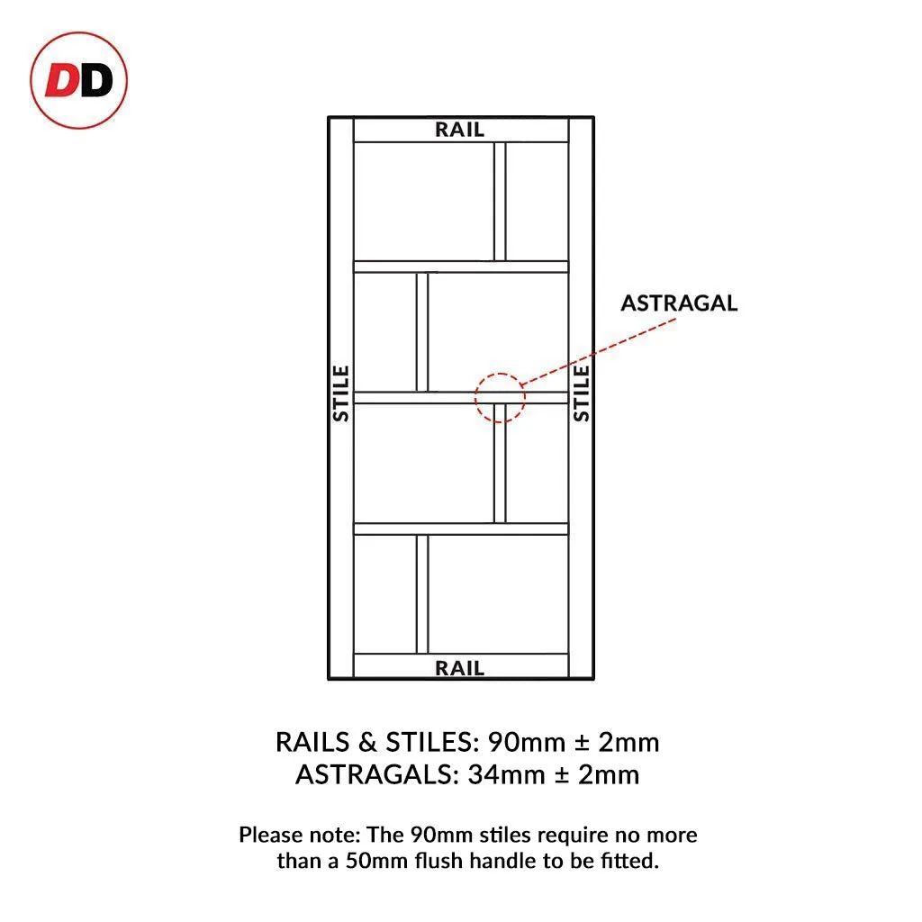 Bespoke Handmade Eco-Urban® Cusco 4 Pane 4 Panel Double Absolute Evokit Pocket Door DD6416G Clear Glass - Colour Options