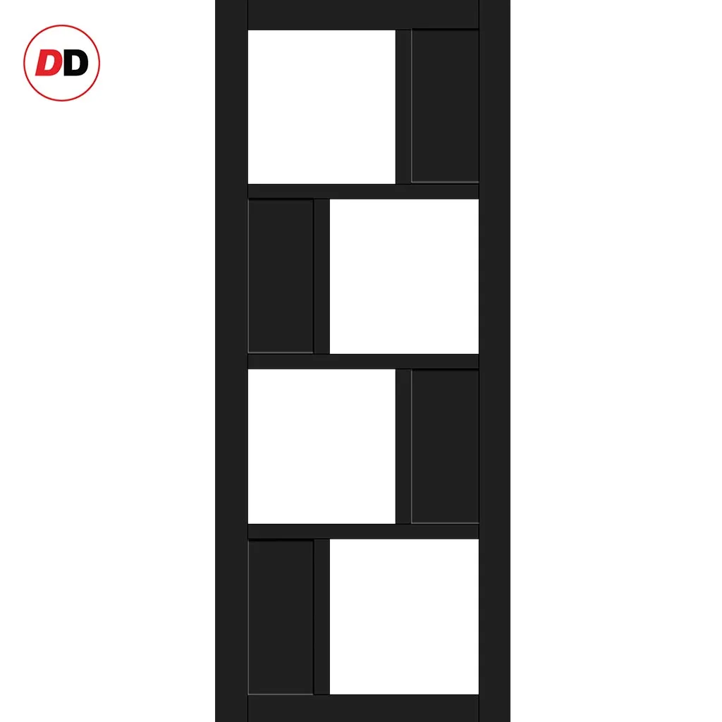 Bespoke Handmade Eco-Urban® Cusco 4 Pane 4 Panel Double Absolute Evokit Pocket Door DD6416G Clear Glass - Colour Options