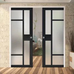 Bespoke Handmade Eco-Urban® Jura 5 Pane 1 Panel Double Evokit Pocket Door DD6431SG Frosted Glass - Colour Options