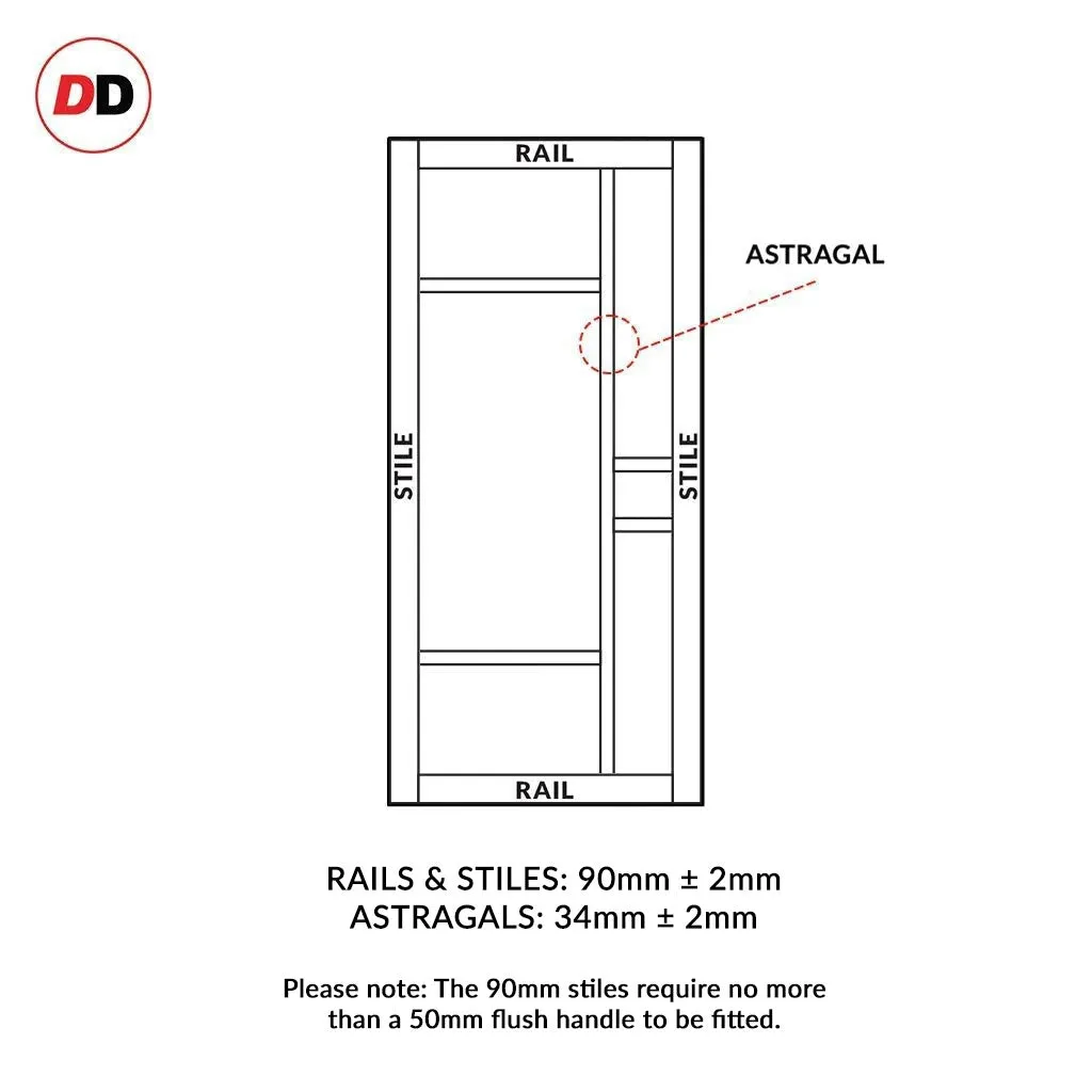 Bespoke Handmade Eco-Urban® Jura 5 Pane 1 Panel Double Evokit Pocket Door DD6431SG Frosted Glass - Colour Options