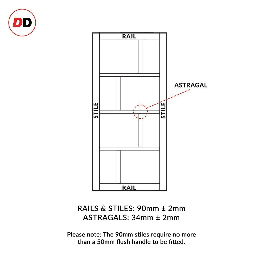 Bespoke Handmade Eco-Urban® Kochi 8 Pane Double Absolute Evokit Pocket Door DD6415G Clear Glass - Colour Options