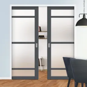 Bespoke Handmade Eco-Urban® Malvan 4 Pane Double Evokit Pocket Door DD6414SG Frosted Glass - Colour Options