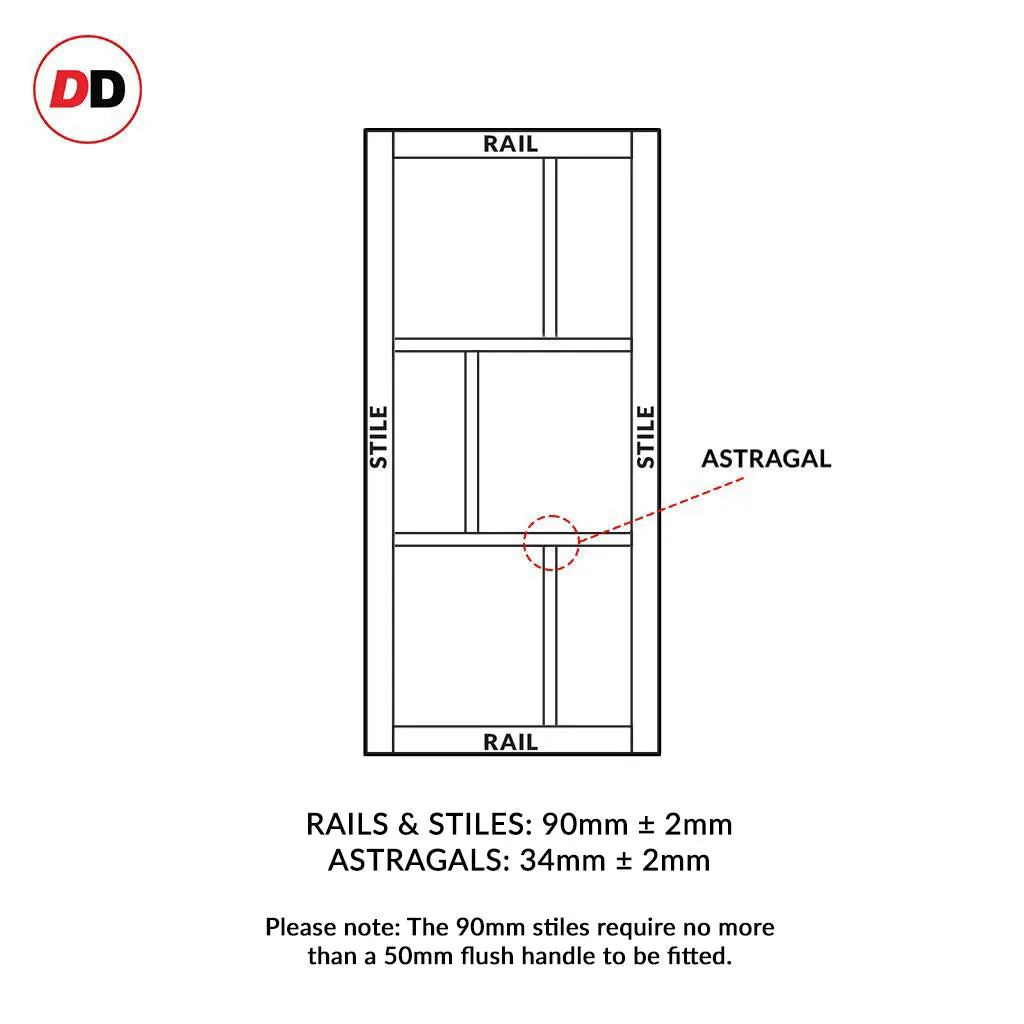 Bespoke Handmade Eco-Urban® Milan 6 Pane Single Evokit Pocket Door DD6422SG Frosted Glass - Colour Options