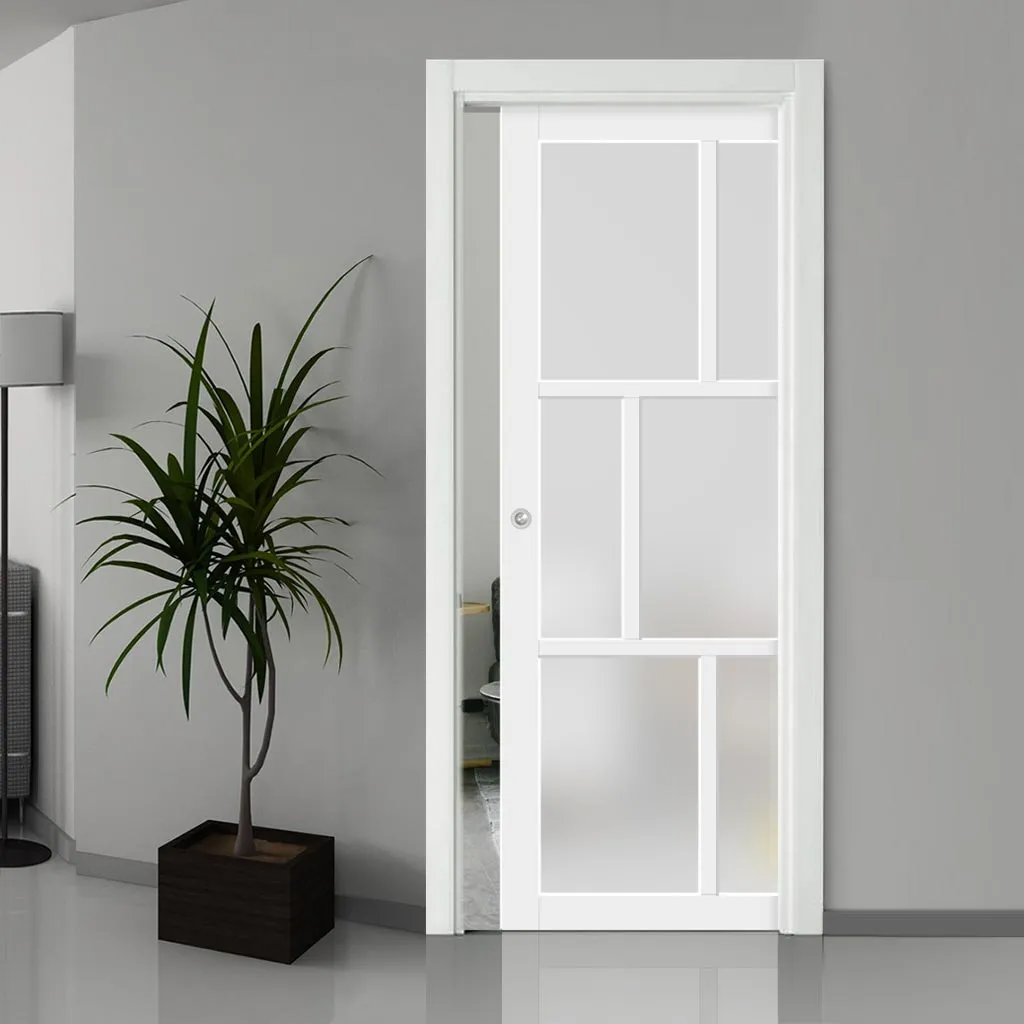 Bespoke Handmade Eco-Urban® Milan 6 Pane Single Evokit Pocket Door DD6422SG Frosted Glass - Colour Options