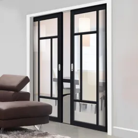 Bespoke Handmade Eco-Urban® Morningside 5 Pane Double Evokit Pocket Door DD6437G Clear Glass - Colour Options