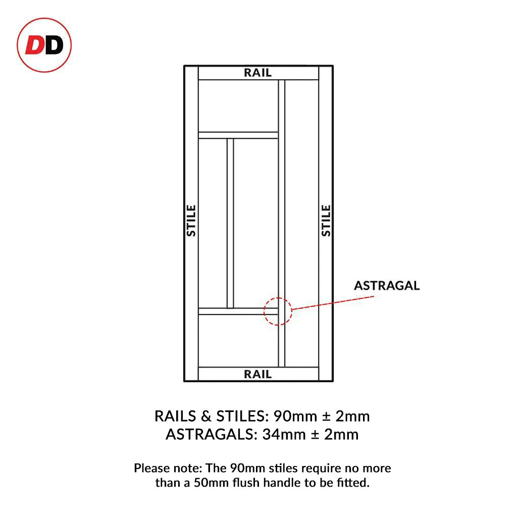 Bespoke Handmade Eco-Urban® Morningside 5 Pane Double Evokit Pocket Door DD6437G Clear Glass - Colour Options