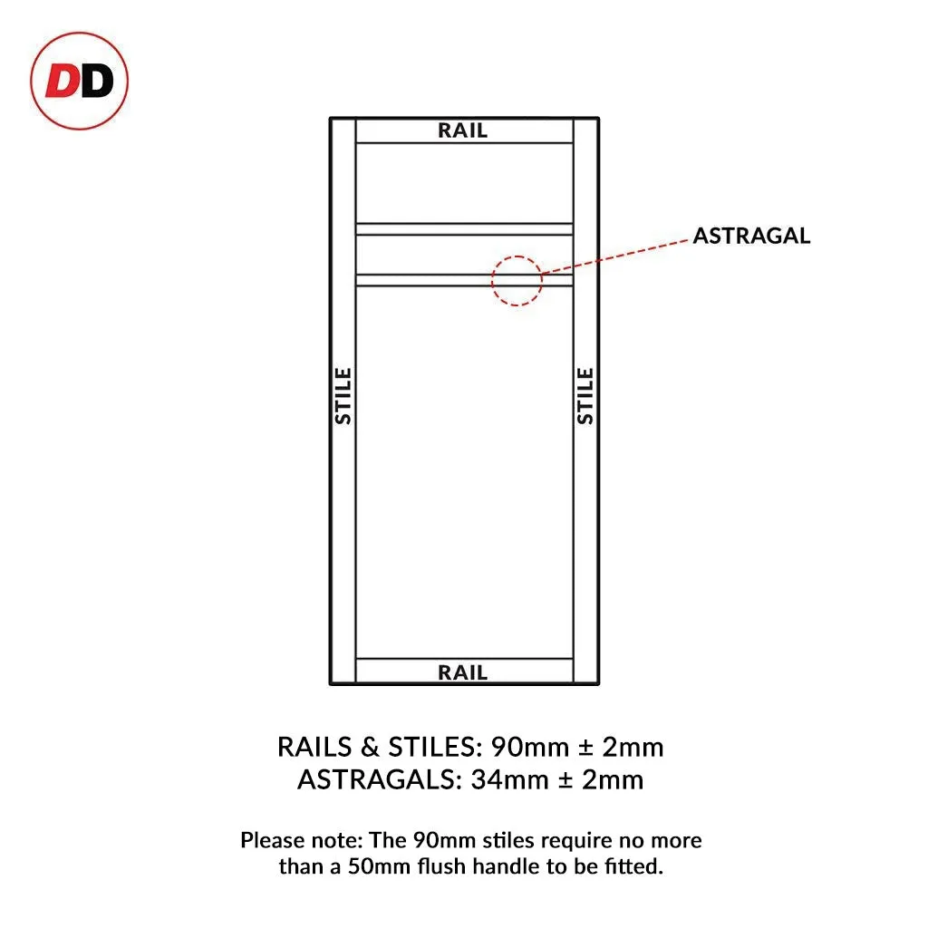 Bespoke Handmade Eco-Urban® Orkney 1 Pane 2 Panel Double Absolute Evokit Pocket Door DD6403G Clear Glass - Colour Options