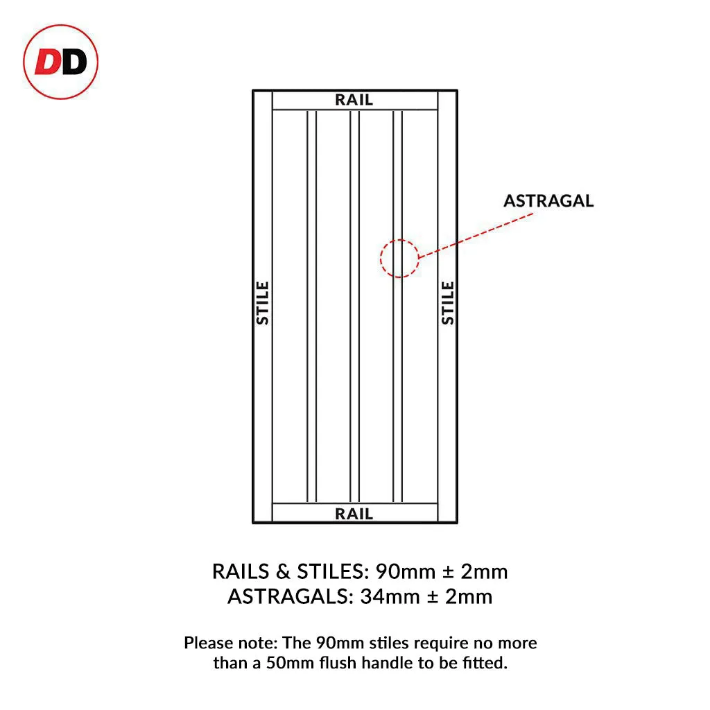 Bespoke Handmade Eco-Urban® Sintra 4 Pane Double Absolute Evokit Pocket Door DD6428G Clear Glass - Colour Options