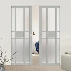 Bespoke Handmade Eco-Urban® Tromso 8 Pane 1 Panel Double Absolute Evokit Pocket Door DD6402SG Frosted Glass - Colour Options