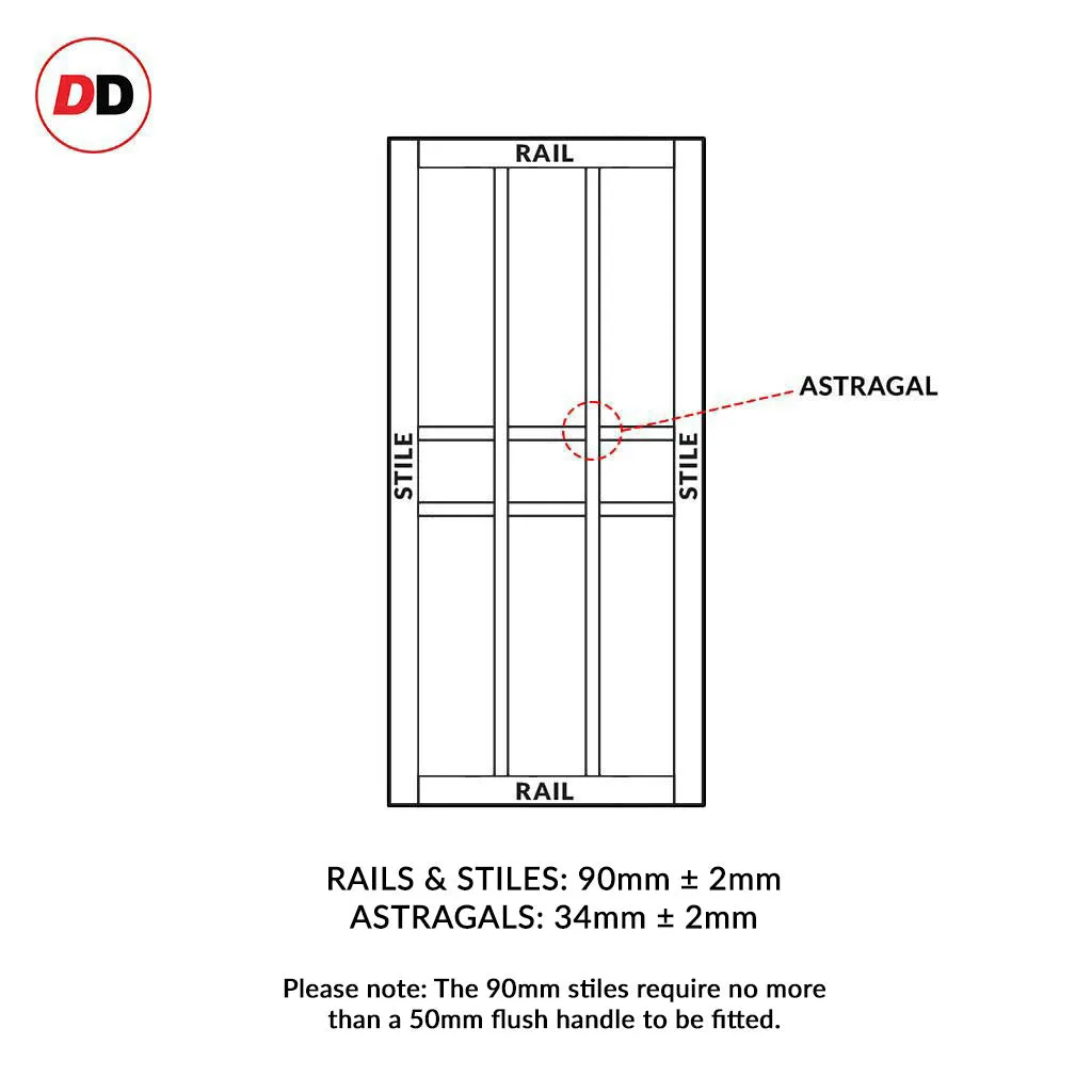 Bespoke Handmade Eco-Urban® Tromso 8 Pane 1 Panel Double Absolute Evokit Pocket Door DD6402SG Frosted Glass - Colour Options