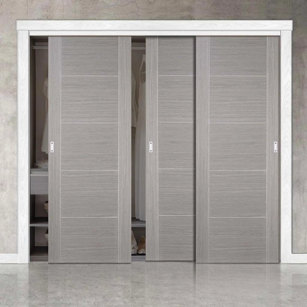 Bespoke Light Grey Vancouver Door - 3 Door Maximal Wardrobe and Frame Kit - Prefinished