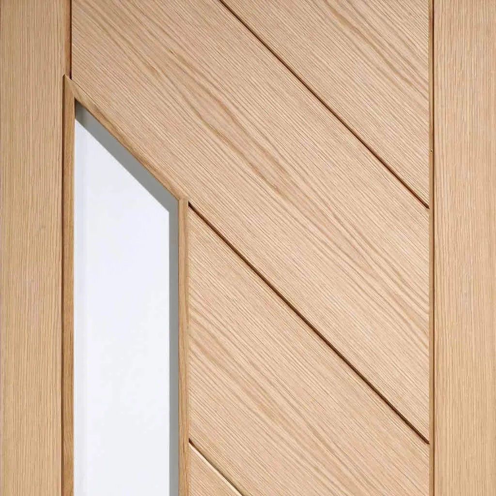 Bespoke Monza Oak Glazed Double Frameless Pocket Door