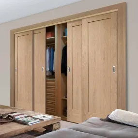 Bespoke P10 Oak 1 Panel 4 Door Maximal Wardrobe and Frame Kit - Prefinished