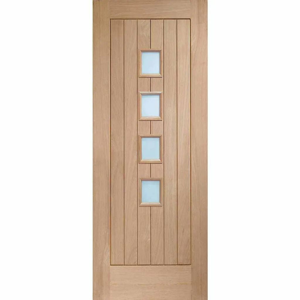 Bespoke Pass-Easi Contemporary Suffolk Oak 4 Pane - Clear Glass - 3 Sliding Doors and Frame Kit