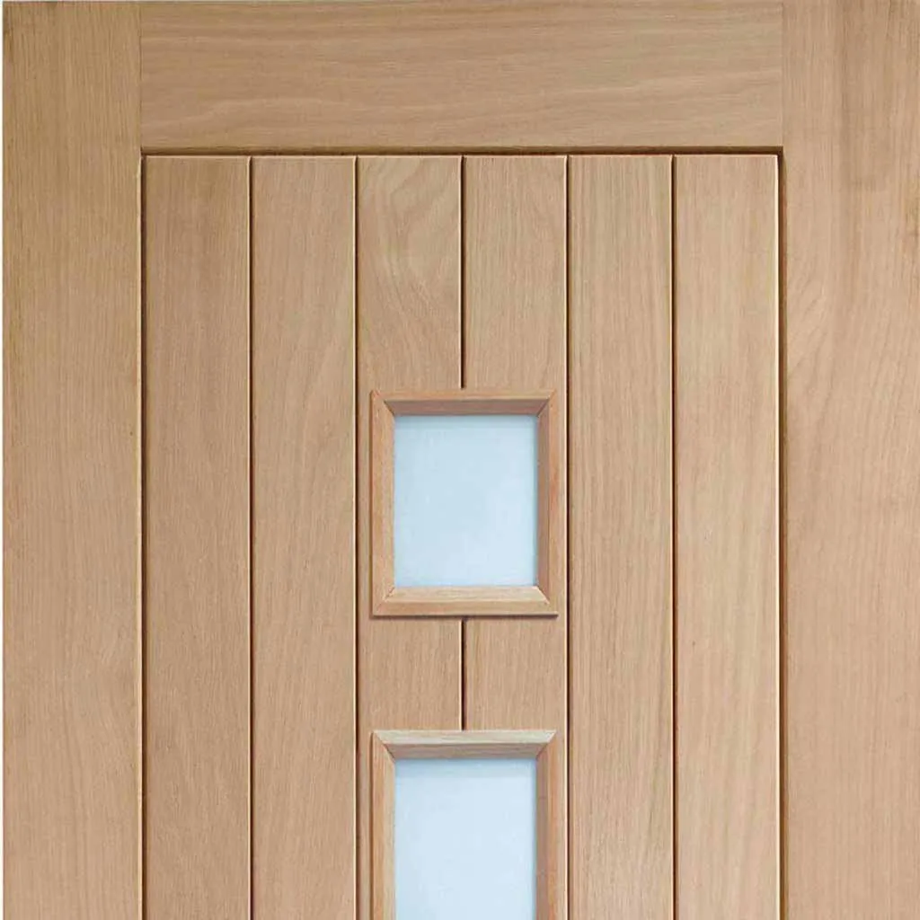 Bespoke Pass-Easi Contemporary Suffolk Oak 4 Pane - Clear Glass - 3 Sliding Doors and Frame Kit