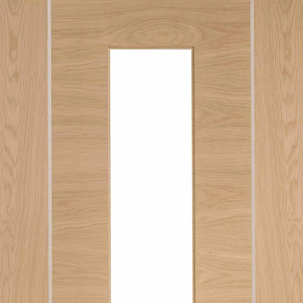 Bespoke Pass-Easi Forli Oak Glazed - 4 Sliding Doors and Frame Kit - Aluminium Inlay - Prefinished