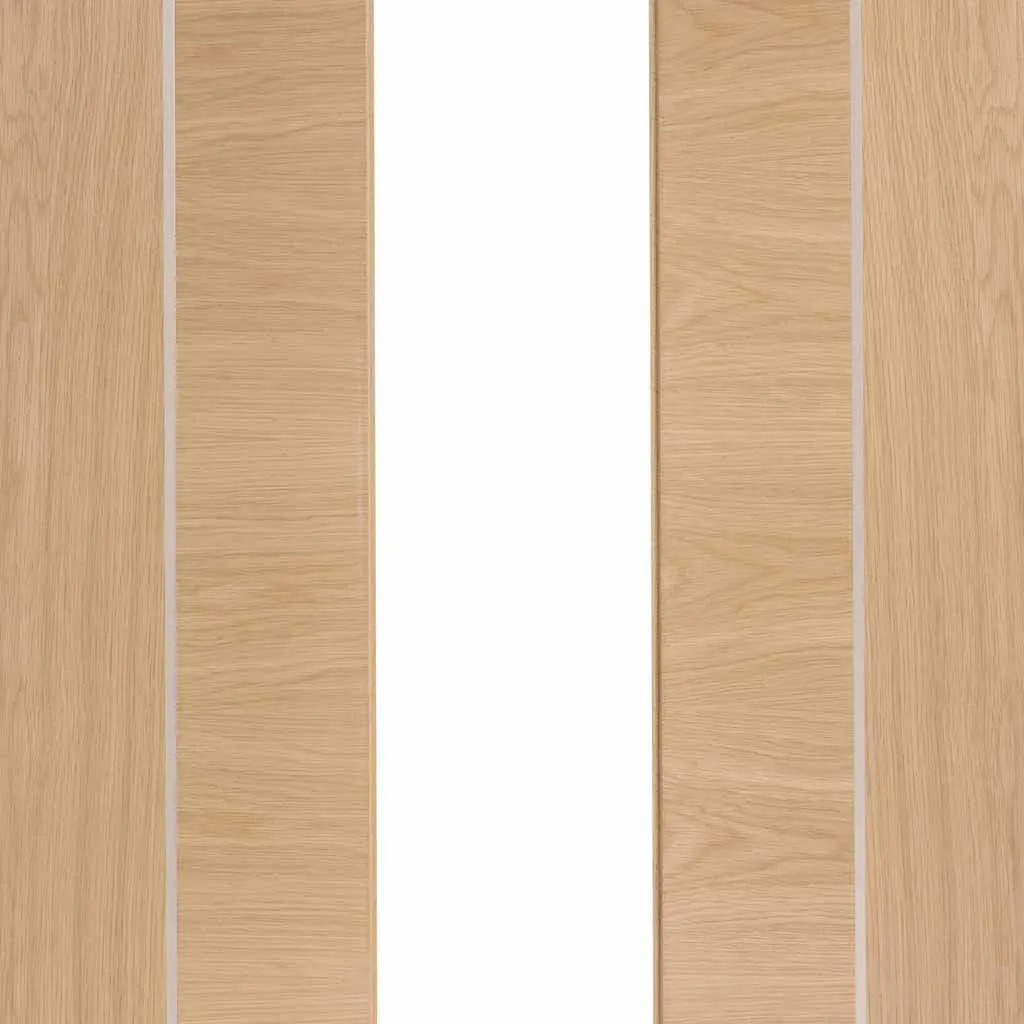 Bespoke Pass-Easi Forli Oak Glazed - 4 Sliding Doors and Frame Kit - Aluminium Inlay - Prefinished