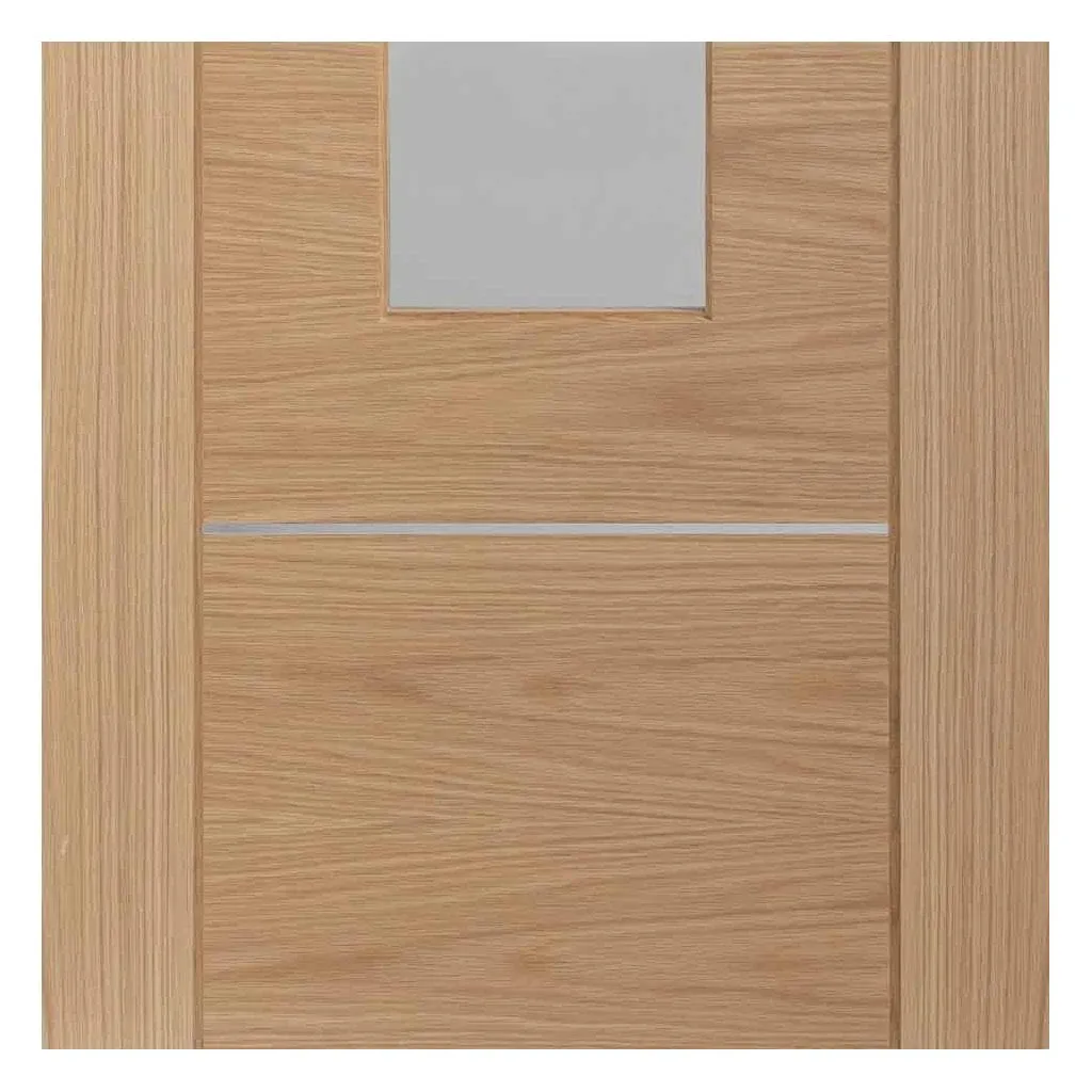 Bespoke Pass-Easi Portici Oak Glazed - 2 Sliding Doors and Frame Kit - Aluminium Inlay - Prefinished