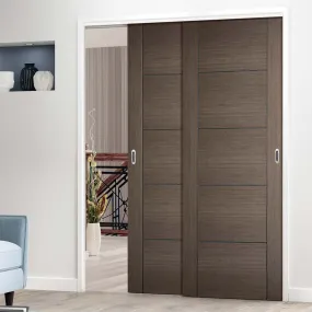 Bespoke Pass-Easi Vancouver Chocolate Grey Door - 2 Sliding Doors and Frame Kit - Prefinished