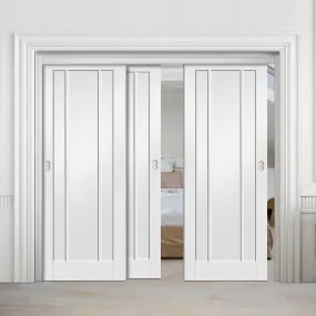 Bespoke Pass-Easi Worcester 3P - 3 Sliding Doors and Frame Kit - White Primed