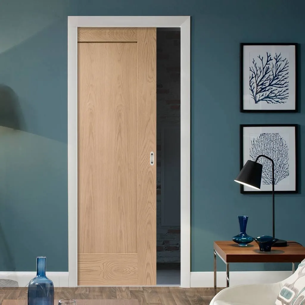 Bespoke Pattern 10 Oak 1 Panel Single Pocket Door