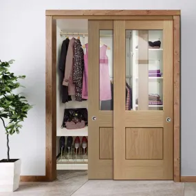 Bespoke Piacenza Oak 1 Panel Glazed 2 Door Maximal Wardrobe and Frame Kit - Groove Design