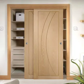 Bespoke Salerno Oak Flush 2 Door Maximal Wardrobe and Frame Kit - Prefinished