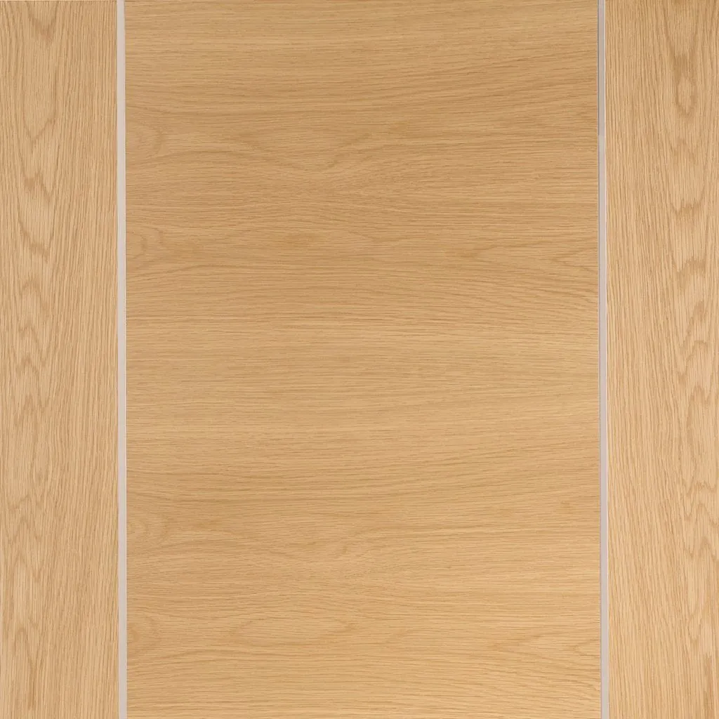 Bespoke Thrufold Forli Oak Flush Folding 3 2 Door - Aluminium Inlay - Prefinished