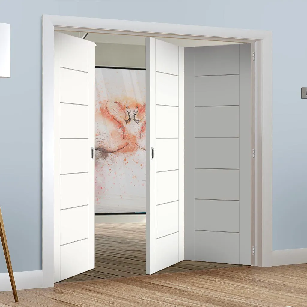 Bespoke Thrufold Palermo White Primed Flush Folding 2 1 Door