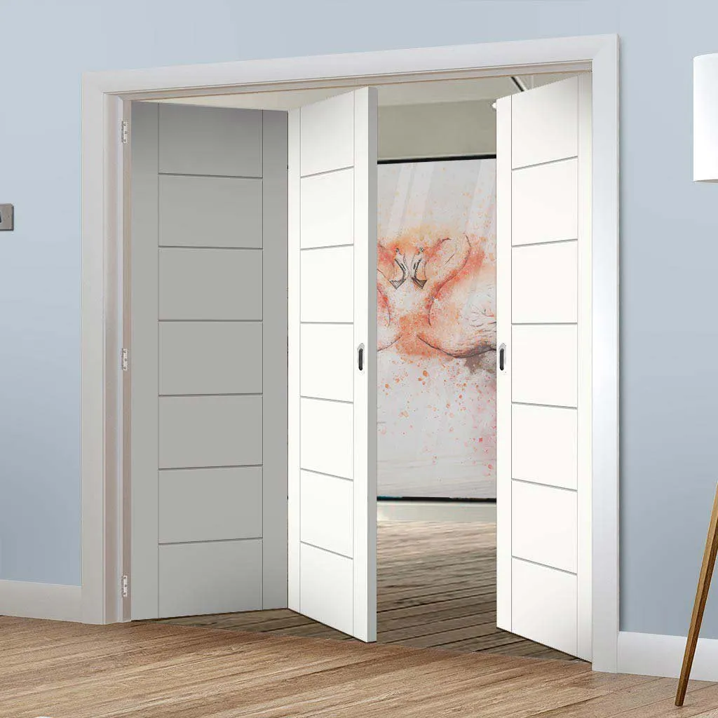 Bespoke Thrufold Palermo White Primed Flush Folding 2 1 Door