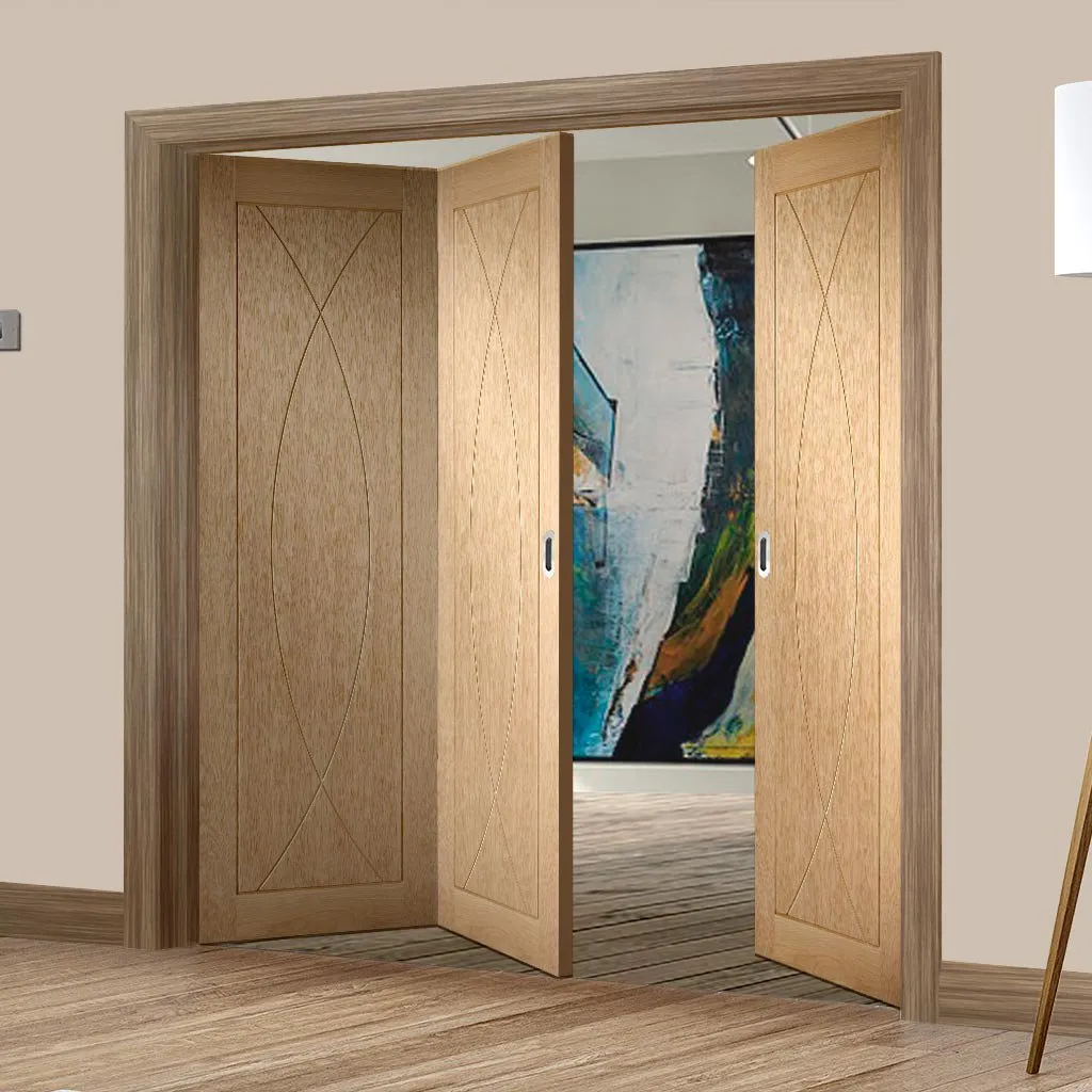 Bespoke Thrufold Pesaro Oak Flush Folding 2 1 Door - Prefinished