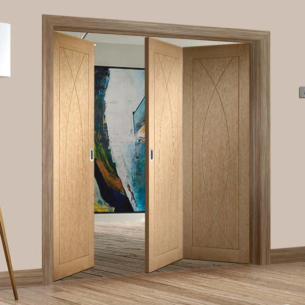 Bespoke Thrufold Pesaro Oak Flush Folding 2 1 Door - Prefinished