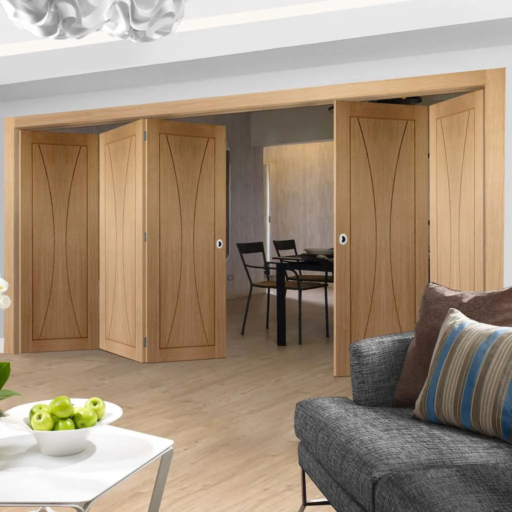 Bespoke Thrufold Verona Oak Flush Folding 3 2 Door - Prefinished