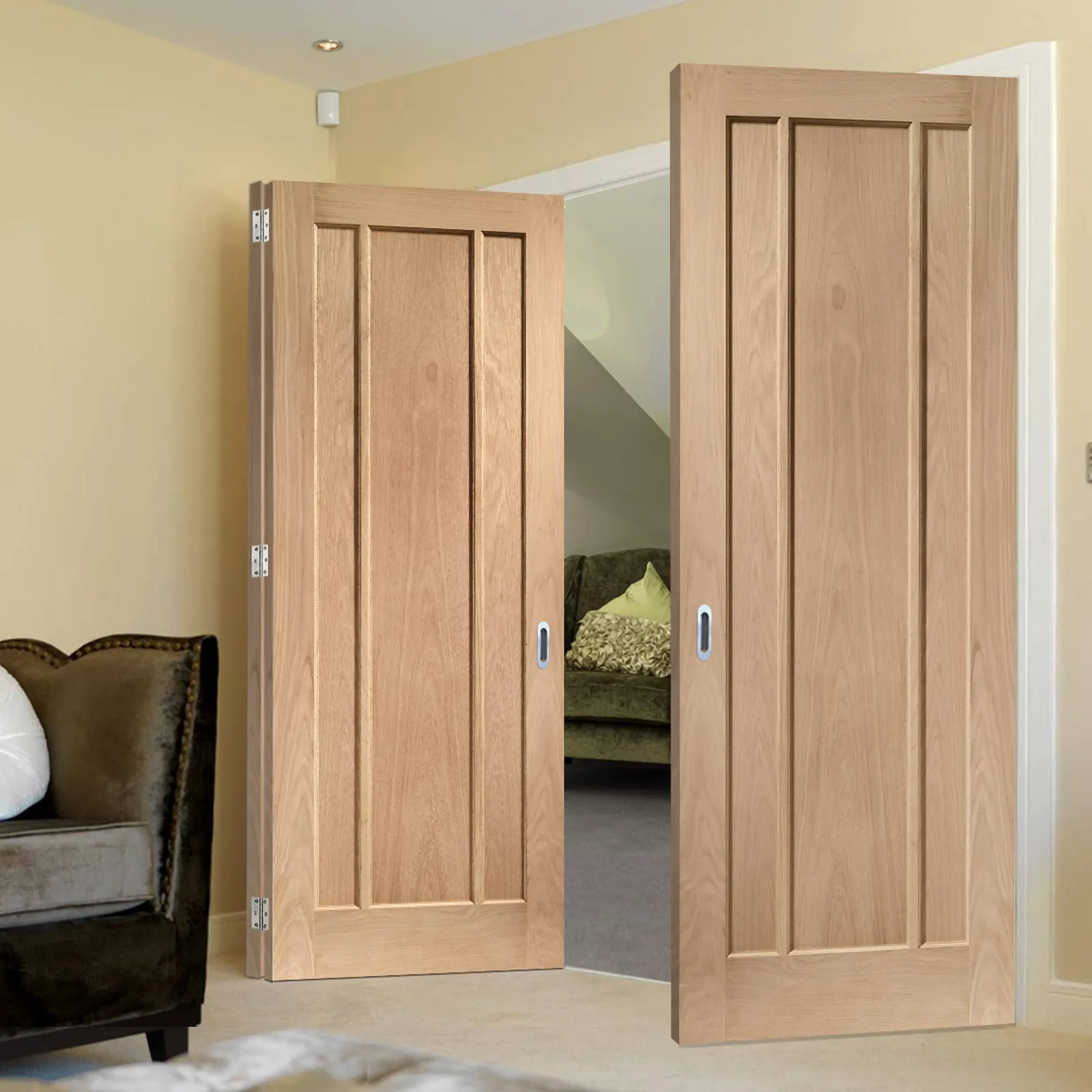 Bespoke Thrufold Worcester Oak 3 Panel Folding 2 1 Door