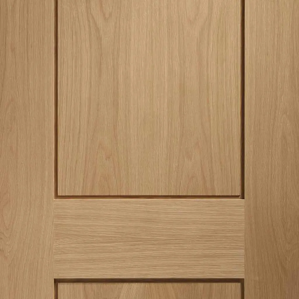 Bespoke Thruslide Surface Piacenza Oak 2 Panel Flush - Sliding Double Door and Track Kit - Groove Design