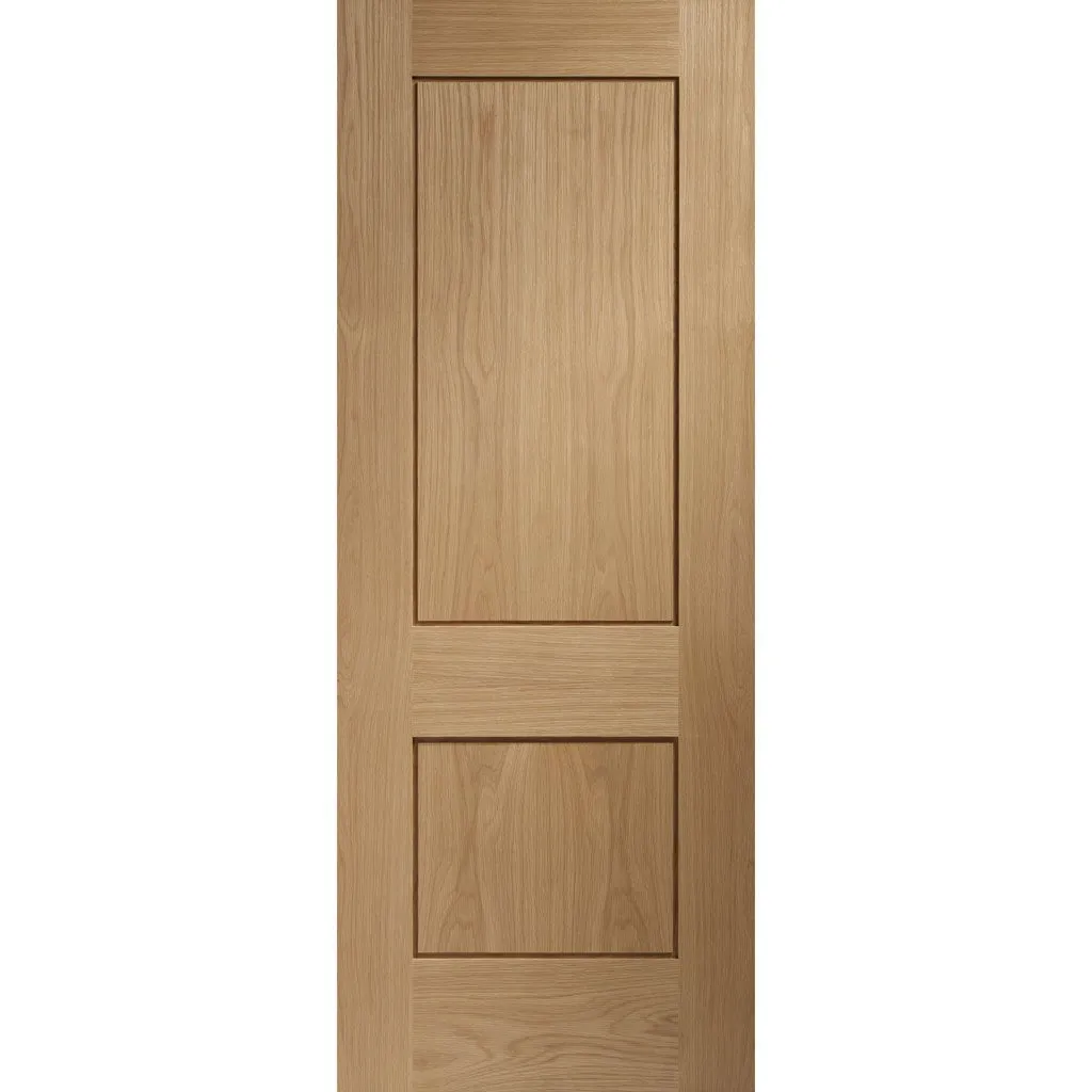 Bespoke Thruslide Surface Piacenza Oak 2 Panel Flush - Sliding Double Door and Track Kit - Groove Design