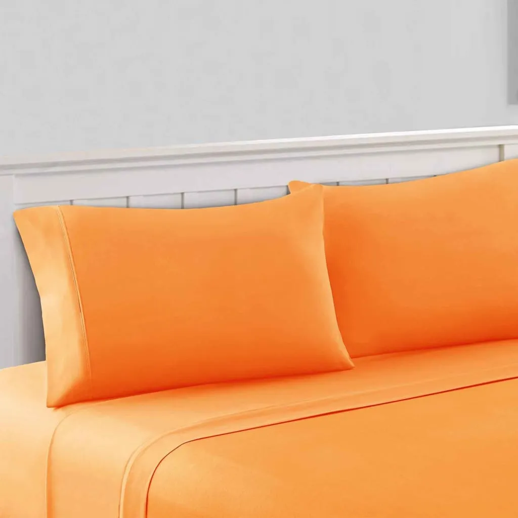 Bezons 4 Piece California King Microfiber Sheet Set with 1800 Thread Count, Orange