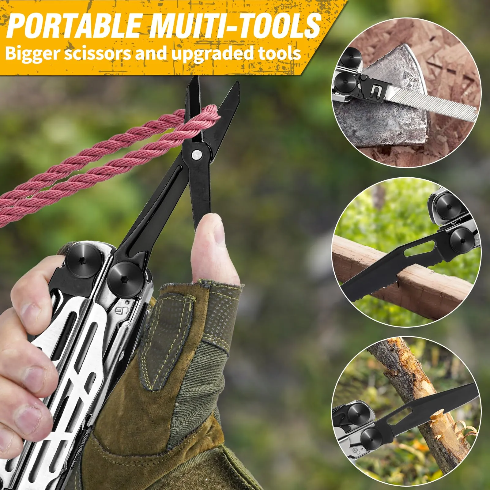 BIBURY Multitool Pliers, Stainless Steel 31-in-1 Multi Tool Pliers with Replaceable Wire Cutters and Saw, Foldable Multitools with Scissors and Screwdriver, Ideal for Camping, Survival, Repair